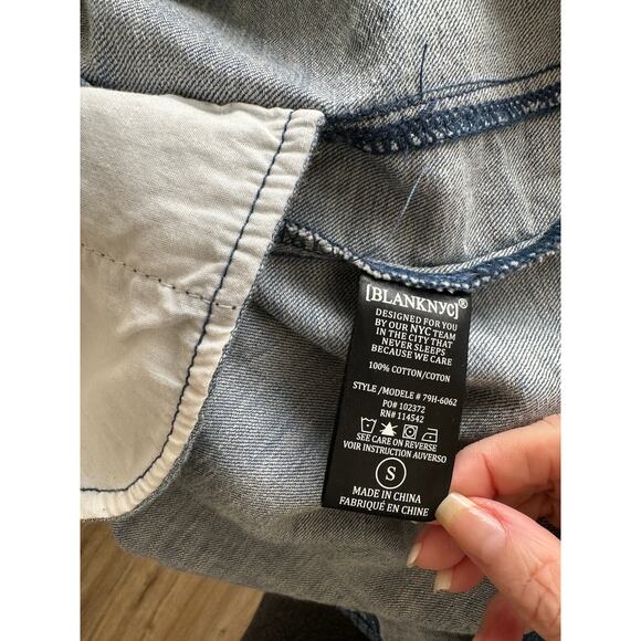 Blank NYC Medium Blue Denim Short Sleeve Pocket Jean Shirt Dress S - Picture 11 of 14